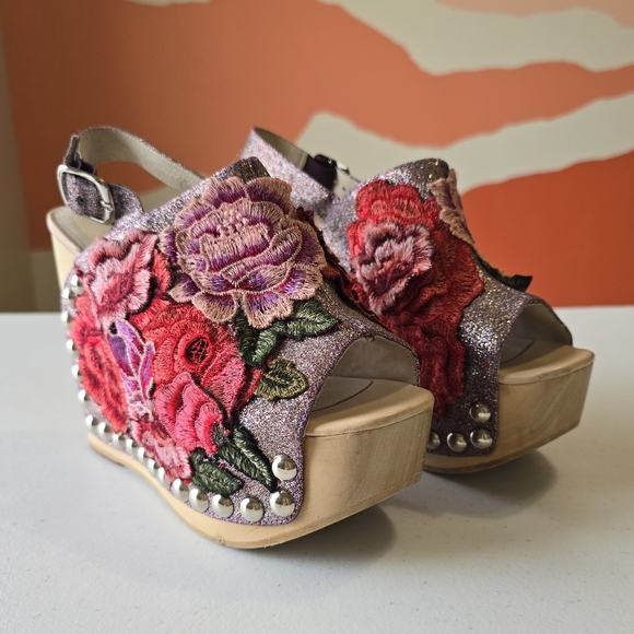 Jeffrey Campbell Snick Platform Wedge Sandal Women's 9 Colorful - Picture 2 of 10